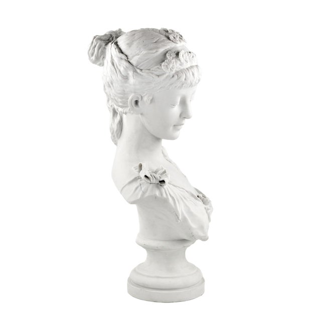 White Biscuit Porcelain Bust of Young Girl from Charles Levy & Co, France, 1876 For Sale - Image 8 of 10