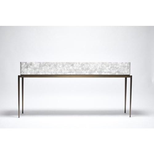 Gold Jaya Console Table with Burned Eggshell Top by Reda Amalou Design For Sale - Image 8 of 9