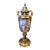 French-Style Blue Porcelain Vase – Hand-Painted Romantic Scene With Gold Leaf & Bronze Details For Sale