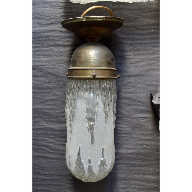 Art Deco Molded Glass and Brass Ceiling Lights, 1930s, Set of 4 For Sale - Image 17 of 18
