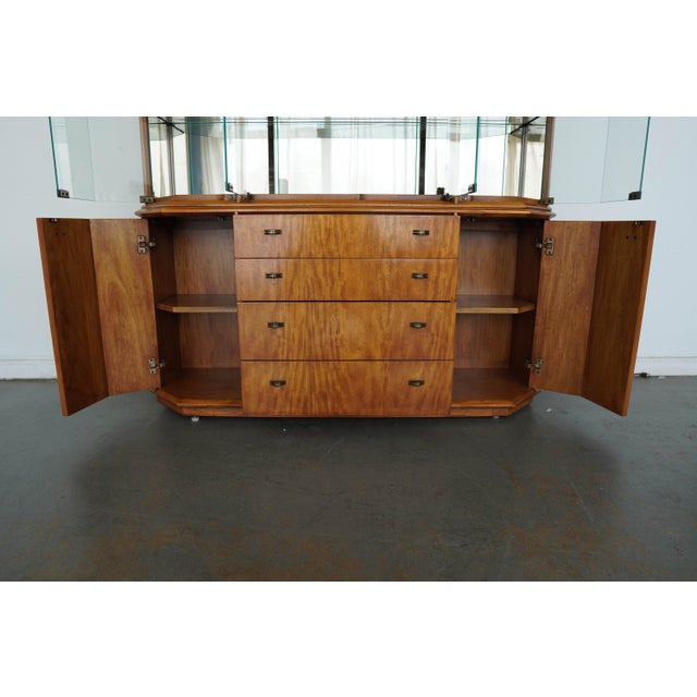 Wood Vintage Drexel Formations Burl Wood Display Cabinet For Sale - Image 7 of 16