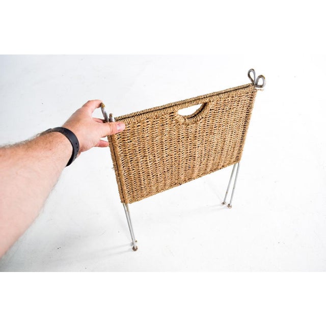 Paper and Metal Folding Magazine Rack, 1960s For Sale - Image 4 of 7