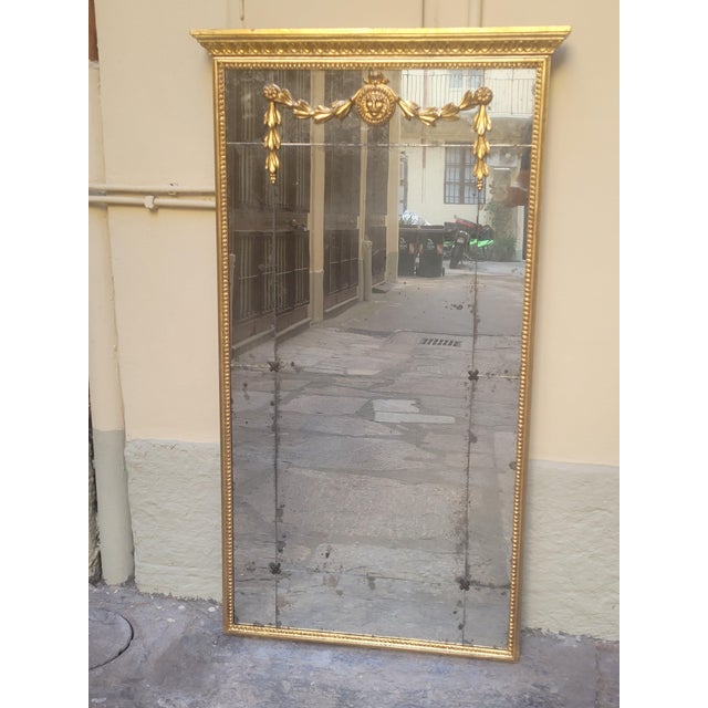 Louis XVI Style Mirror in Carved Wood, 1890s For Sale - Image 3 of 11