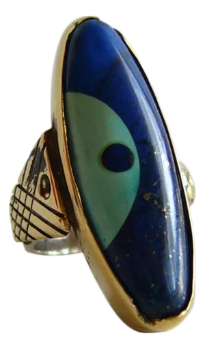 Daniel Macchiarini Lapis Turquoise Silver Gold San Francisco Modern Dot Ring
