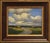 This oil on canvas board artwork captures a tranquil Colorado landscape, where rolling fields meet a dramatic sky filled...