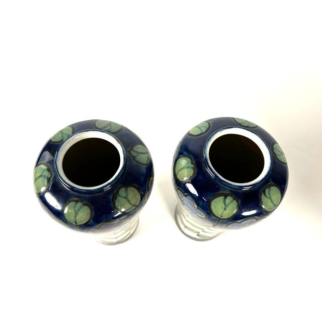1910s 1910s Pair of Royal Doulton Stoneware Vase by Bessie Newburg For Sale - Image 5 of 12