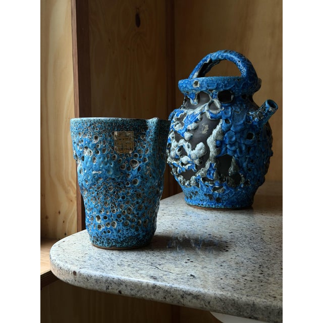 Handcrafted Ceramic Jug and Cups from Le Cyclope Annecy, France, 1960s, Set of 3 For Sale - Image 9 of 18
