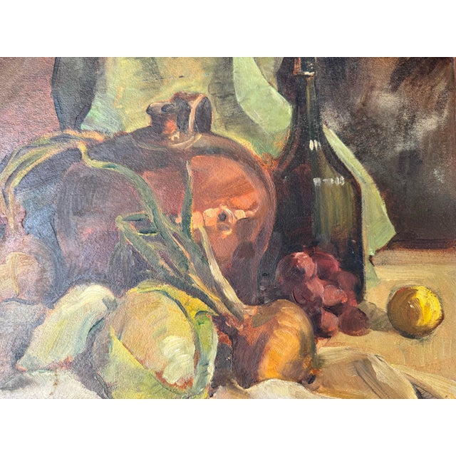 1950's Vintage Still Life Oil on Board Painting -Framed For Sale - Image 10 of 11
