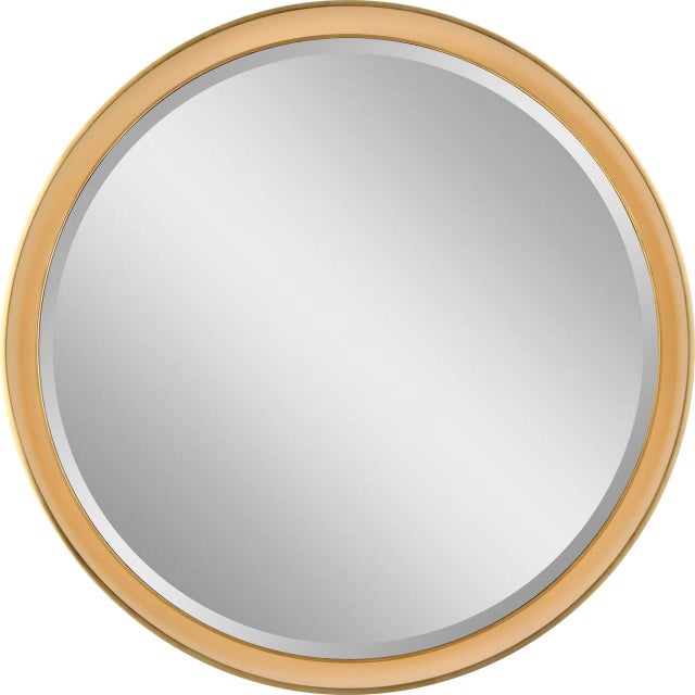 Thomas O'Brien for Visual Comfort Signature Tricia 30" Illuminated Round Mirror in Matte White and Gild For Sale