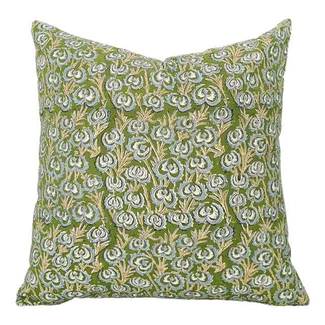 Fabdivine Artisan Block Print Throw Pillow Cover 20x20 Inch Duck Canvas-Heart Vine For Sale