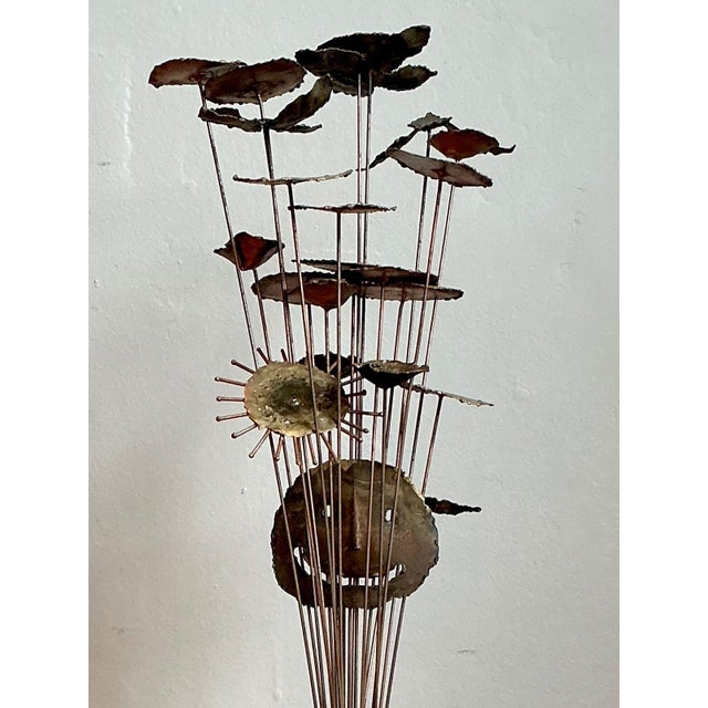 Brass Vintage Brutalist Torch Cut Flower Sculpture For Sale - Image 8 of 17