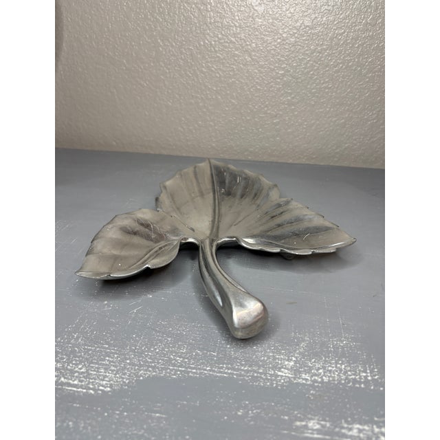 Bruce Fox Vintage Attributed to Bruce Fox Cast Aluminum Leaf Bowl For Sale - Image 4 of 10