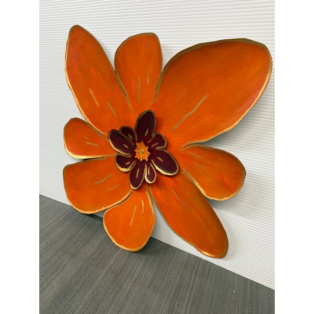 Folk Art Pat & Andre Juneau Metal Flower Wall Sculpture, Extra Large For Sale - Image 3 of 12
