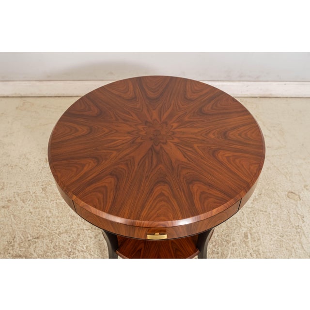 Jonathan Charles 2 Tier 2 Drawer Art Deco Satin Round Side Table For Sale - Image 11 of 17