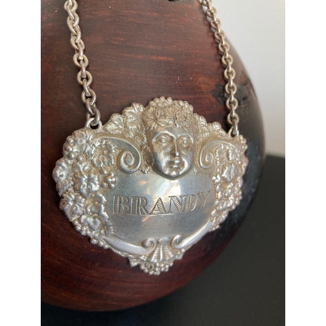Mid 20th Century English Sterling Silver Brandy Carafe Label with Dionysus For Sale - Image 5 of 10
