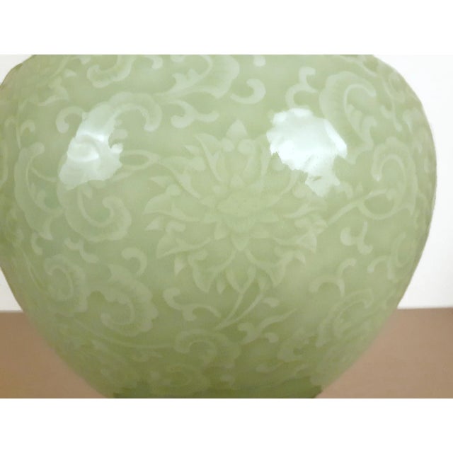 1930s Chinese Celadon Floral Haitangzun Vase For Sale - Image 5 of 12