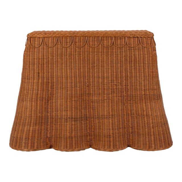 Sharland England Rattan Adeline Scallop Console Table, Regular For Sale