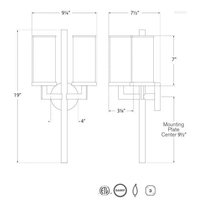Modern Kelly Wearstler for Visual Comfort Signature Liaison Double Sconce in Bronze with Clear Glass For Sale - Image 3 of 3
