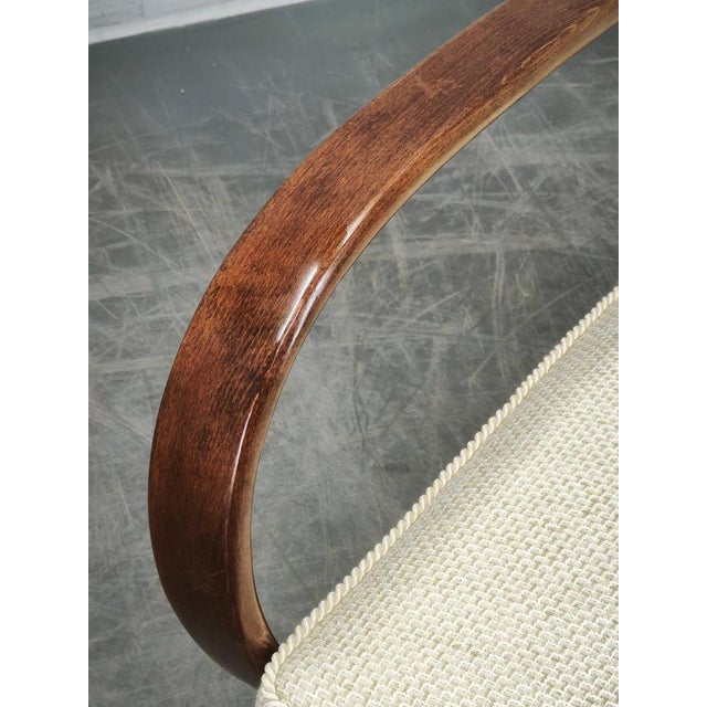 Cream Art Deco Bentwood Armchair by Jindřich Halabala, Former Czechoslovakia, 1940s For Sale - Image 8 of 16