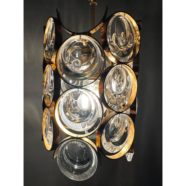 Gold Vintage Pendant Lamp from Palwa, 1970s For Sale - Image 8 of 14