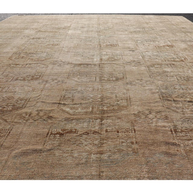 Textile All-Over Gul Design Turkmen Vintage Ersari Rug in Soft Brown and Taupe For Sale - Image 7 of 11