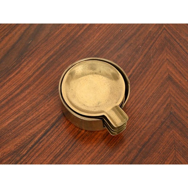Mid-Century Austrian Stackable Brass Ashtrays in the style of Jacques Adnet, 1950s, Set of 4 For Sale - Image 6 of 14