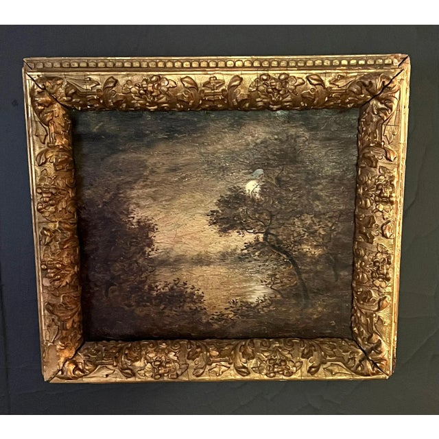 19th Century 19th Century Evening Landscape with Moon Oil on Canvas Painting by Ralph Albert Blakelock For Sale - Image 5 of 10
