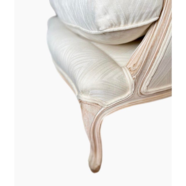 Custom Ivory Chevron Pattern Upholstery Painted Bergère For Sale In New York - Image 6 of 11