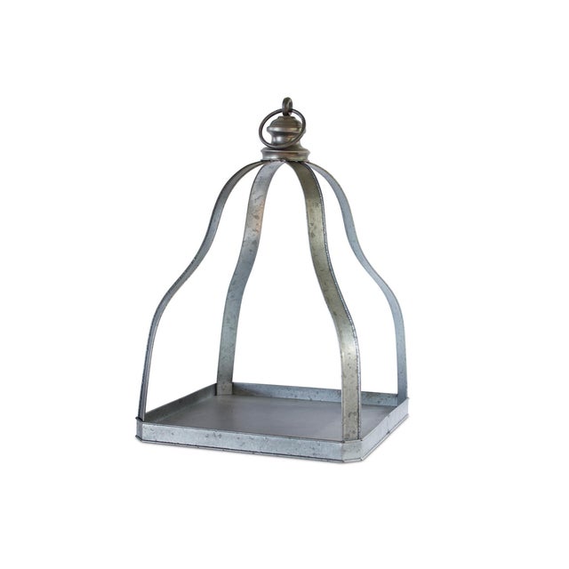 Farmhouse Galvanized Metal Lantern with Open Design (Set of 2) For Sale - Image 3 of 3