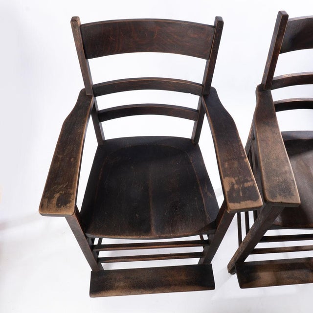Early 20th Century Early 20th Century Pair of Billiard Chairs For Sale - Image 5 of 14