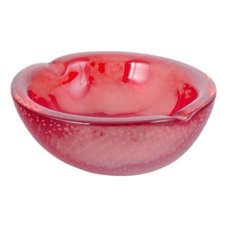 Vintage Decorative Bowl with Organic Form in Red Sommerso Glass, 1960s For Sale