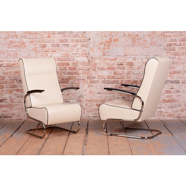 Bauhaus FN24 Armchairs in Leather attributed to Mücke-Melder, Czech, 1930s, Set of 2 For Sale - Image 4 of 18