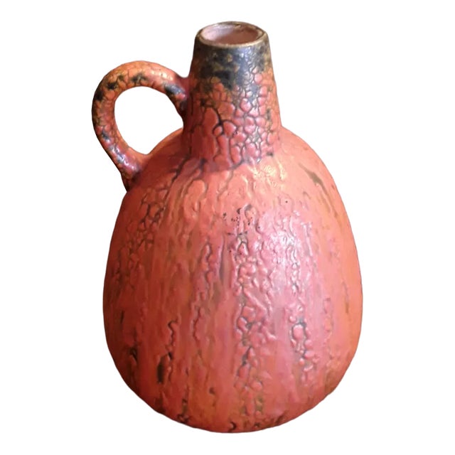 Ceramic Vase in Orange Pumpkin Glaze, 1960s For Sale