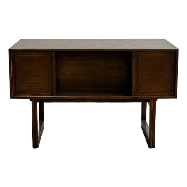 Vintage Oak Desk With Sculptural Base For Sale