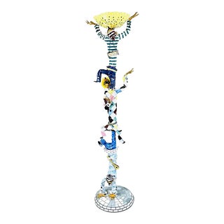 Otello Rosa for San Polo 'Mascherata' Sculpted Ceramic Floor Lamp For Sale