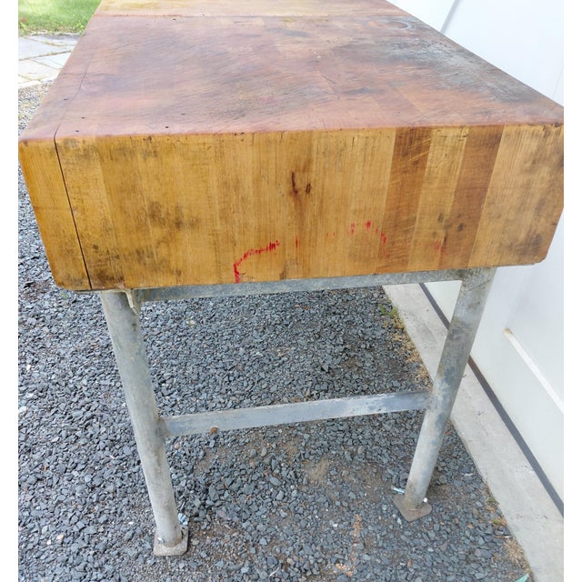 Wood Vintage Butcher Block Table For Sale - Image 7 of 7