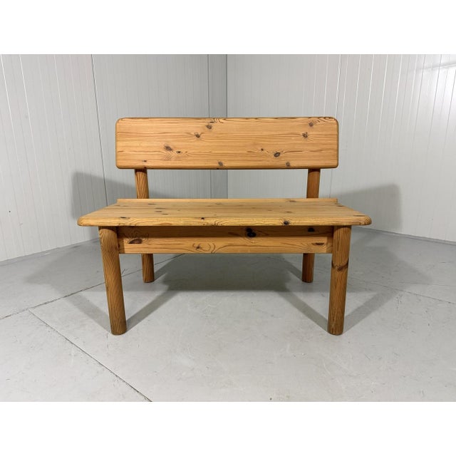 Bench with storage space by Korup Desgn, Denmark (labeled). Solid pine wood with nice details like the wing at the back of...