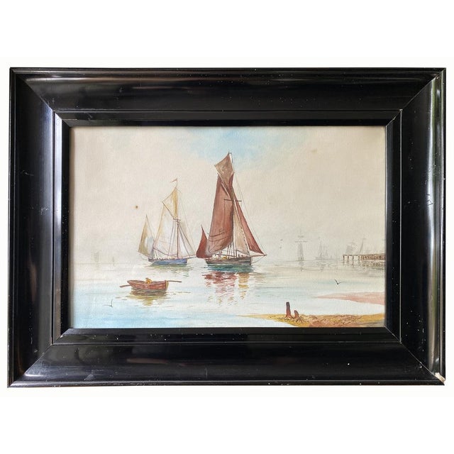 We have for your consideration a pair of watercolors with an oriental theme on paper in black heavy frames signed Jno. G....