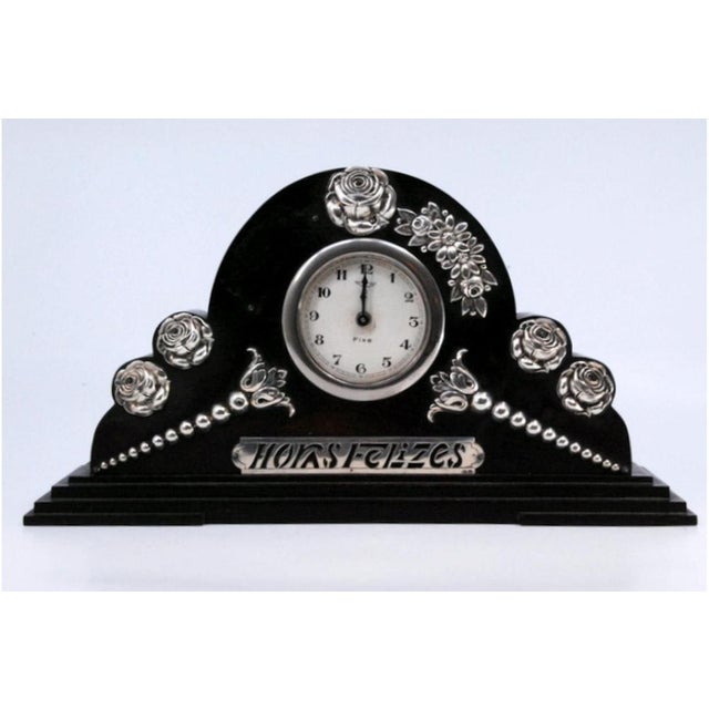Table Regulator Clock with Silver Applications For Sale - Image 6 of 7