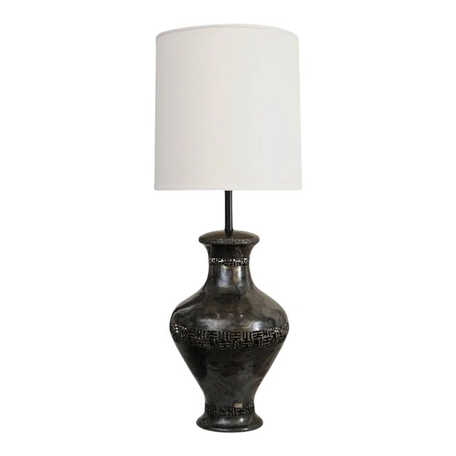 Vintage Rare Signed Marcello Fantoni Bronze Monumental Lamp, Italian, 1950's For Sale
