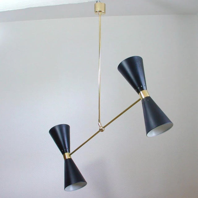 Mid-Century French Black Diabolo Double Cone Pendant, 1950s For Sale - Image 5 of 15
