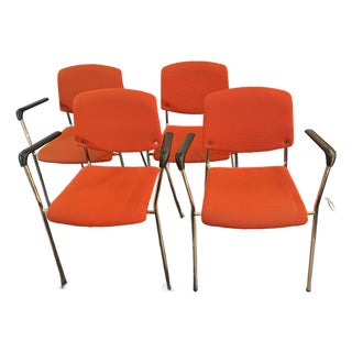 Hightower Modernist Stackable Arm Chairs, Set of Four For Sale