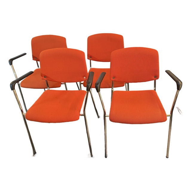 Hightower Modernist Stackable Arm Chairs, Set of Four For Sale