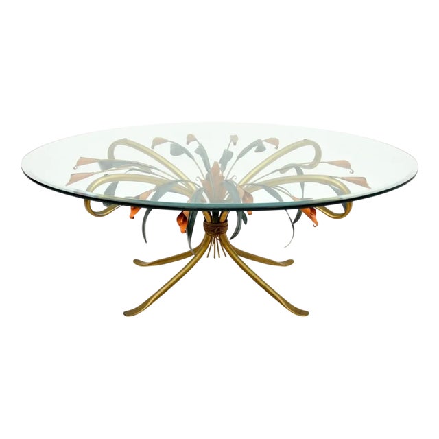 Vintage Gilt Metal Coffee Table by Hans Kogl, 1970 For Sale