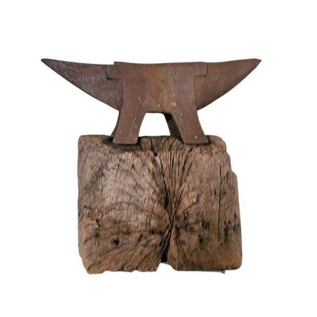 Brown Blacksmith's Anvil on Tree Stump, 19th Century For Sale - Image 8 of 9