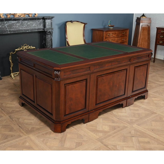 Penhurst Mahogany Desk With Green Leather For Sale - Image 6 of 18