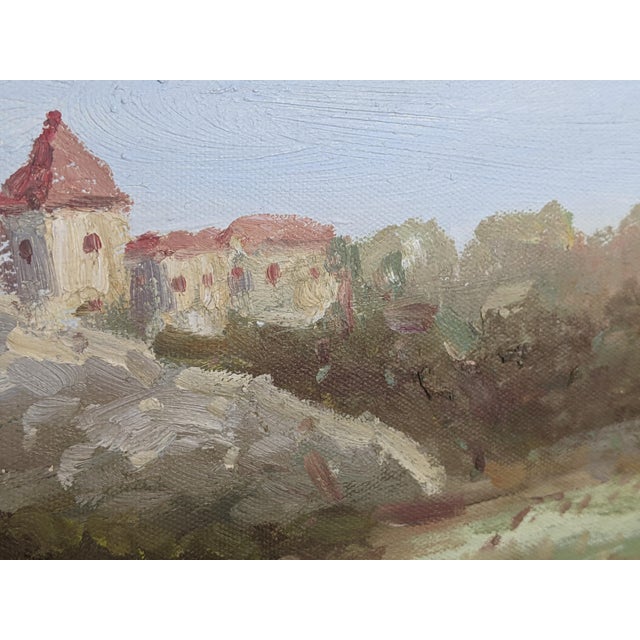 Late 20th Century Monumental Signed B. Andrews Tuscan Vineyard Landscape Oil Painting, 54" For Sale - Image 9 of 18