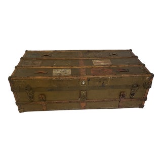 Early 1900s Marshall Field Co. Steamer Trunk with Inserts and Travel Labels For Sale