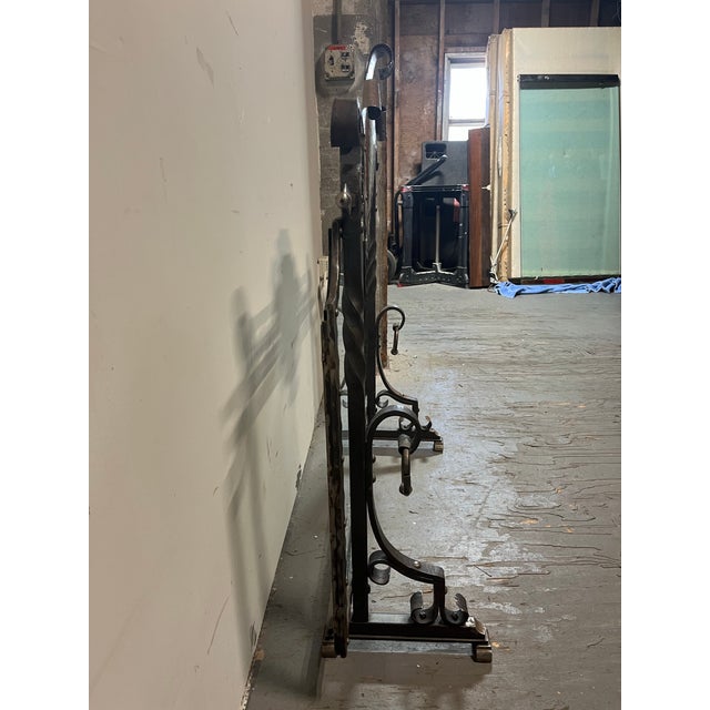 Dark Gray Vintage Medieval Gothic Fireplace Screen With Crest For Sale - Image 8 of 8