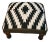 Southwest Kilim Style Footstool With Wooden Legs, Nailhead Trim For Sale